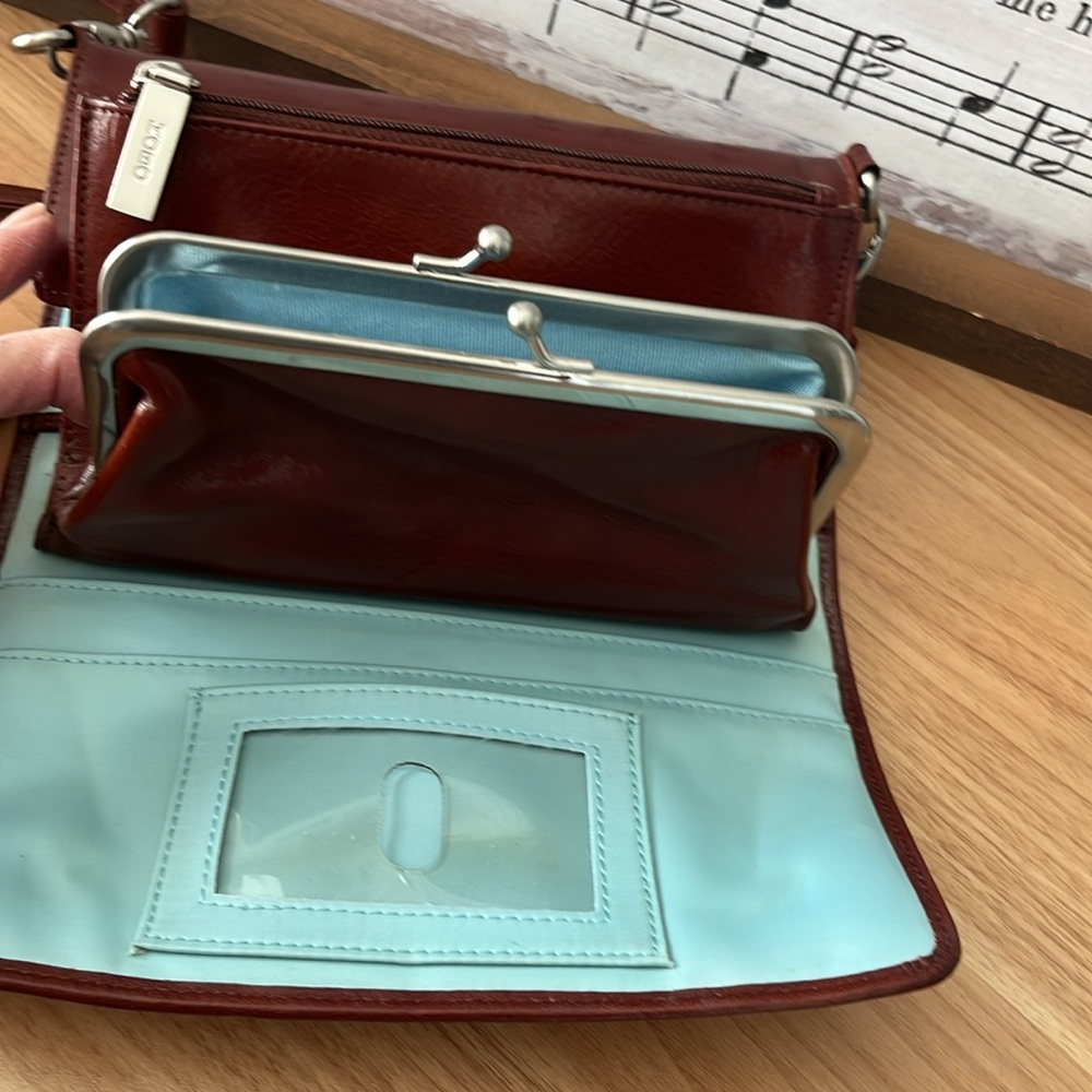 HOBO Burgundy Leather Crossbody Clutch - Picture 7 of 10